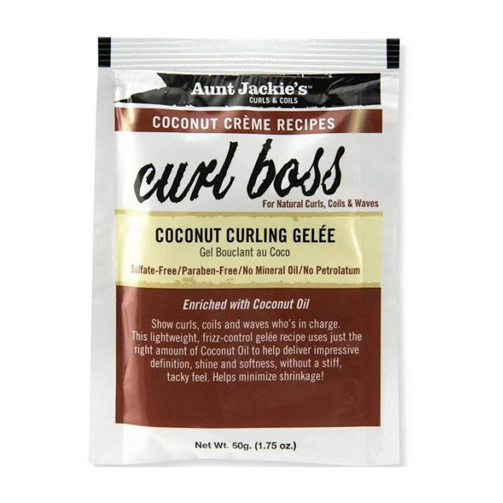 Aunt Jackie's Curls and Coils Curl Boss Coconut Curling Gelee Sachet, 1.75 Oz